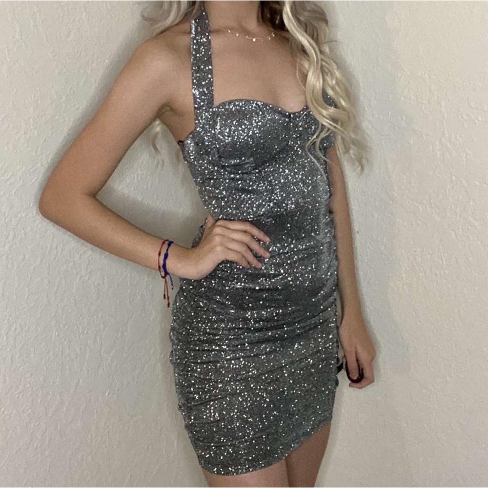 BLACK/SILVER GLITTER DRESS - Picture 4 of 5